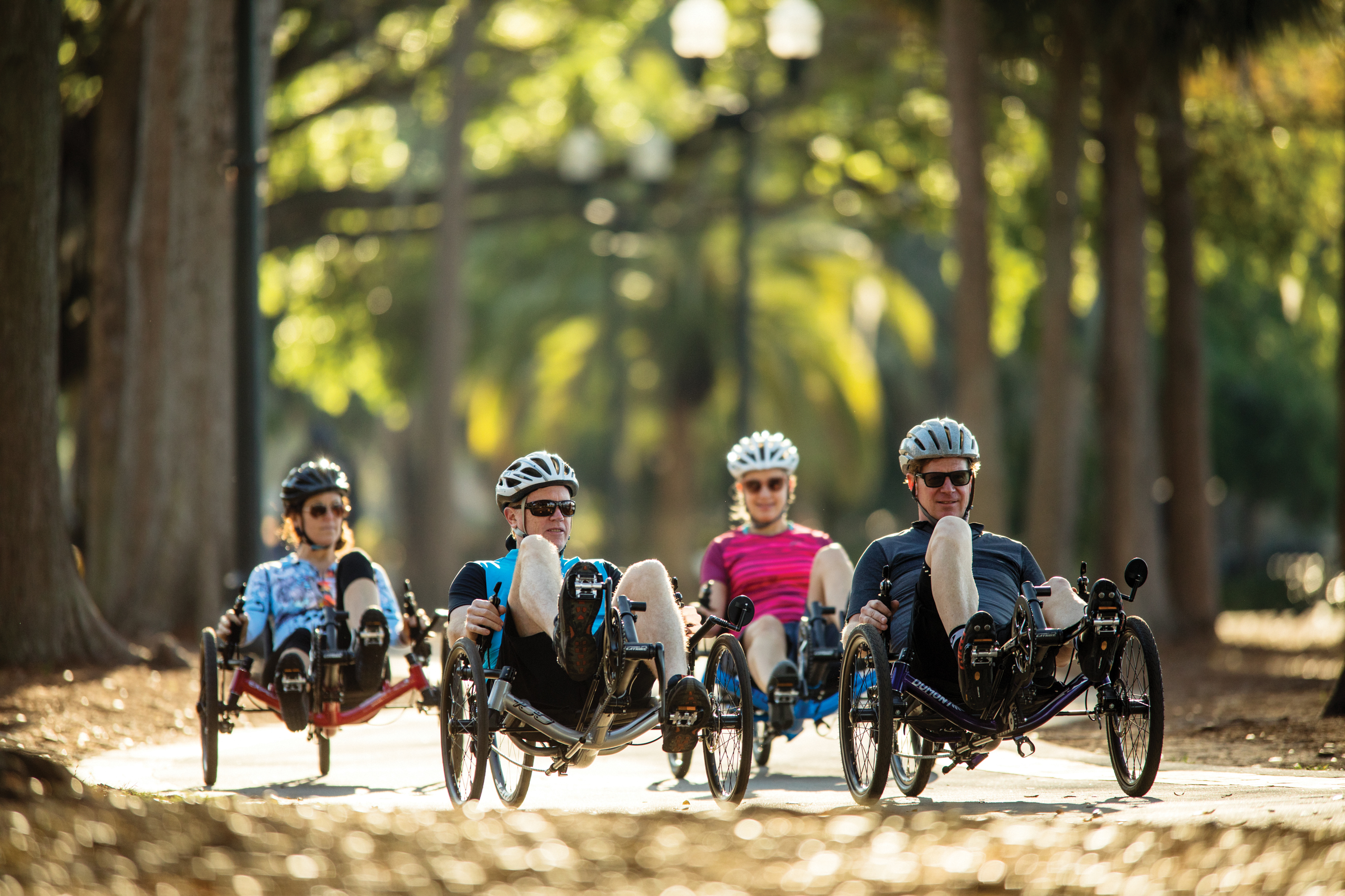 Enjoy riding a comfortable recumbent trike!